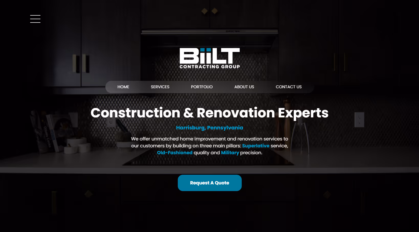 Billt Contracting group website designed and developed by flow cubo